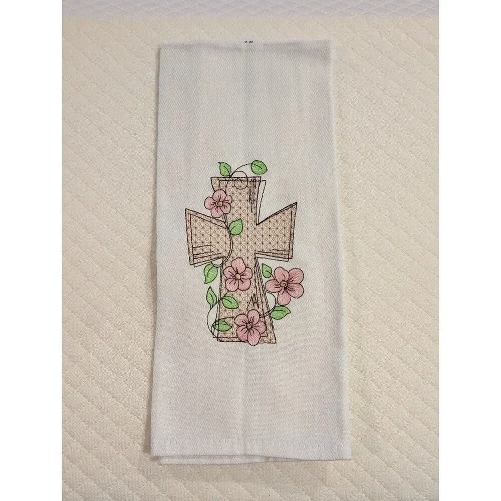Embroidered gorgeous intricate cross decorative towel New Handmade Non smoking